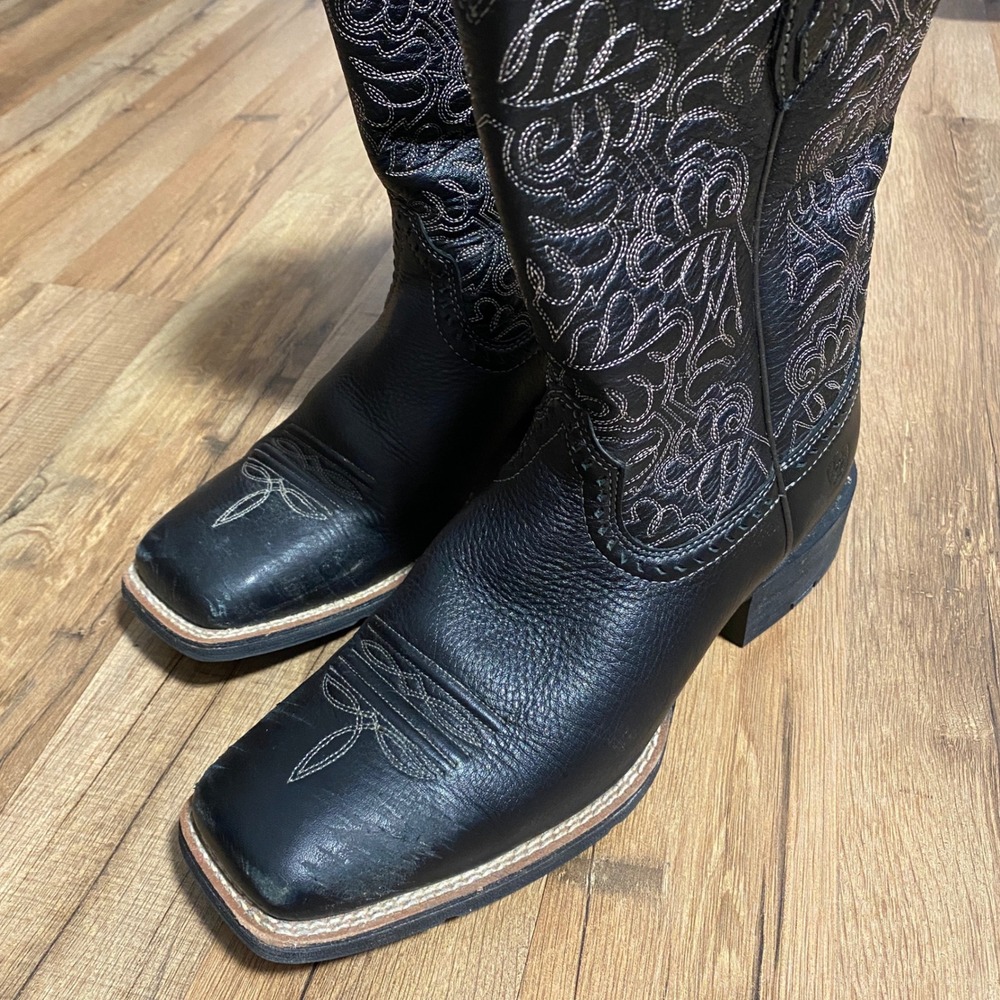 Ariat Women Black Leather Square Toe Western Cowboy Boots 10034024 Size‎ 10B